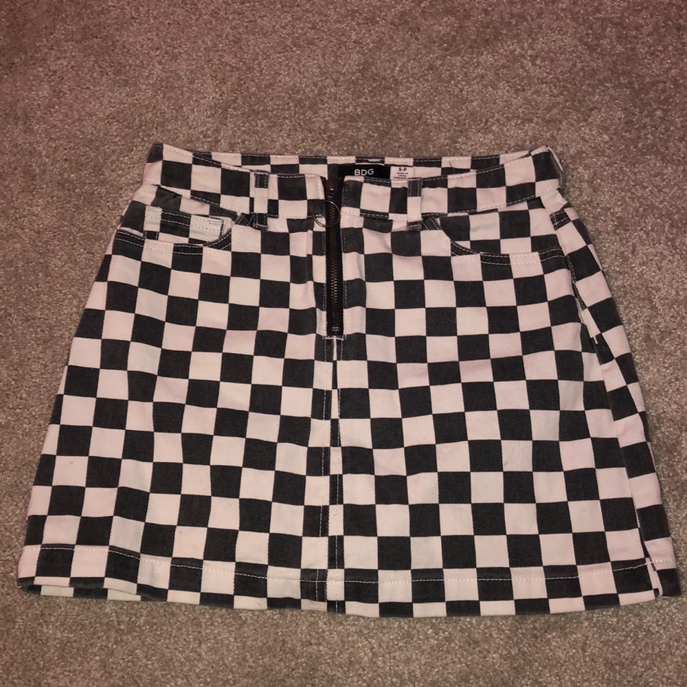CHECKERED BDG JEAN SKIRT